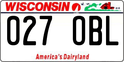 WI license plate 027OBL