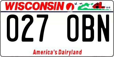 WI license plate 027OBN