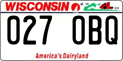 WI license plate 027OBQ