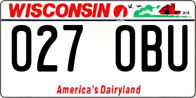 WI license plate 027OBU