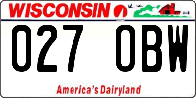 WI license plate 027OBW