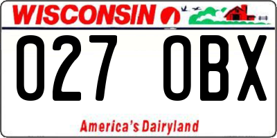 WI license plate 027OBX