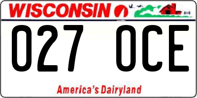 WI license plate 027OCE