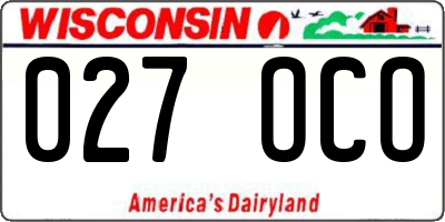 WI license plate 027OCO