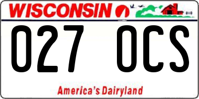 WI license plate 027OCS
