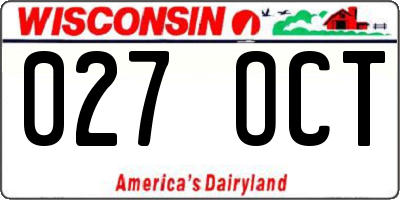 WI license plate 027OCT