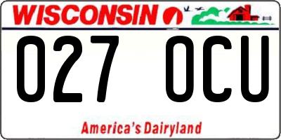 WI license plate 027OCU