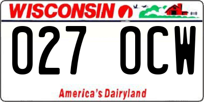 WI license plate 027OCW