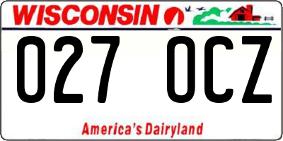 WI license plate 027OCZ