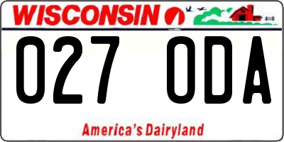 WI license plate 027ODA