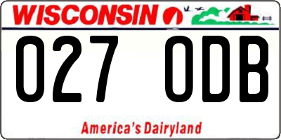 WI license plate 027ODB