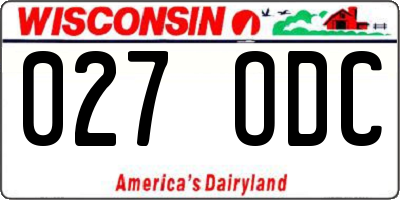 WI license plate 027ODC