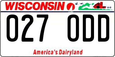 WI license plate 027ODD