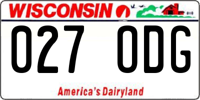 WI license plate 027ODG