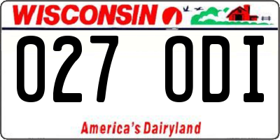 WI license plate 027ODI