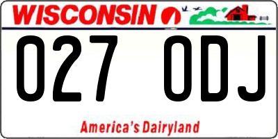 WI license plate 027ODJ