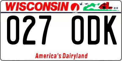 WI license plate 027ODK