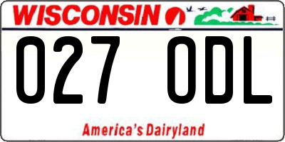 WI license plate 027ODL