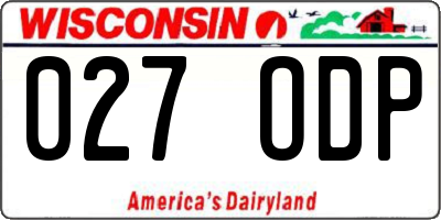 WI license plate 027ODP