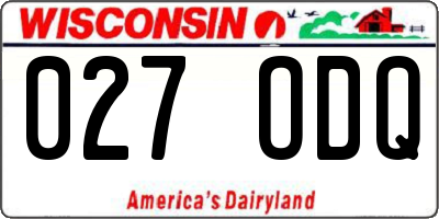 WI license plate 027ODQ