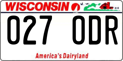 WI license plate 027ODR