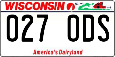 WI license plate 027ODS