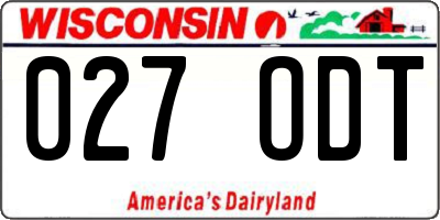 WI license plate 027ODT