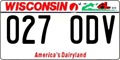 WI license plate 027ODV