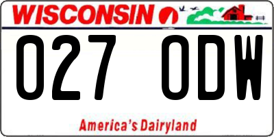 WI license plate 027ODW