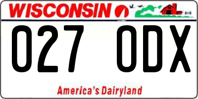 WI license plate 027ODX