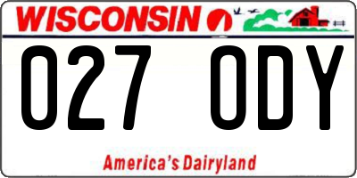 WI license plate 027ODY