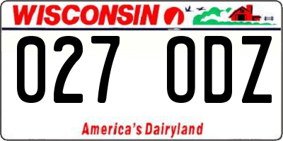 WI license plate 027ODZ