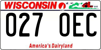 WI license plate 027OEC