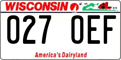 WI license plate 027OEF