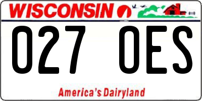 WI license plate 027OES