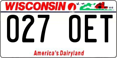 WI license plate 027OET