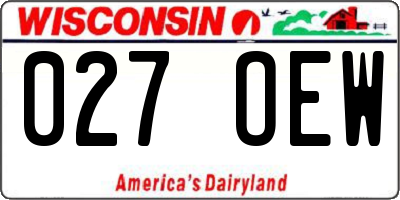 WI license plate 027OEW