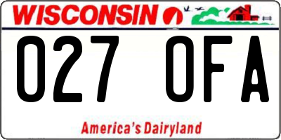 WI license plate 027OFA
