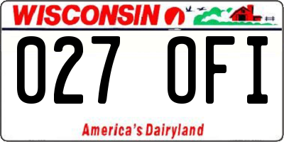 WI license plate 027OFI