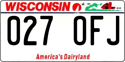 WI license plate 027OFJ