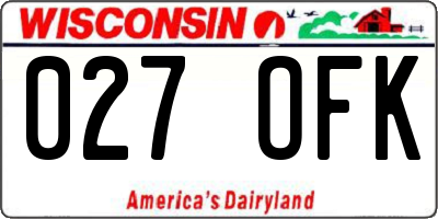 WI license plate 027OFK