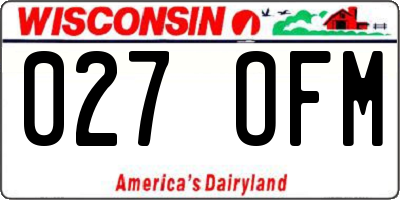 WI license plate 027OFM
