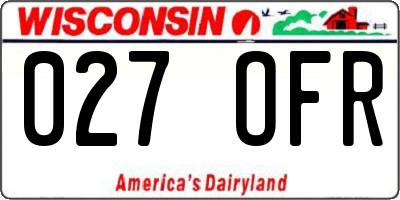WI license plate 027OFR
