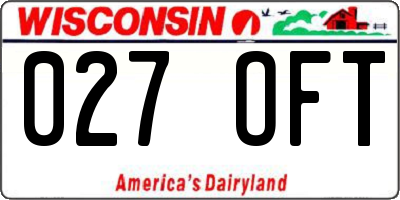 WI license plate 027OFT