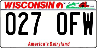 WI license plate 027OFW