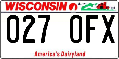 WI license plate 027OFX