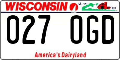 WI license plate 027OGD