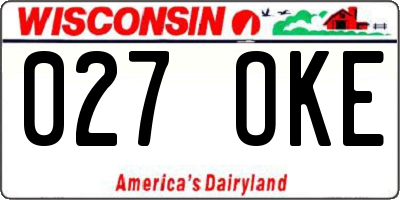 WI license plate 027OKE