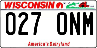 WI license plate 027ONM