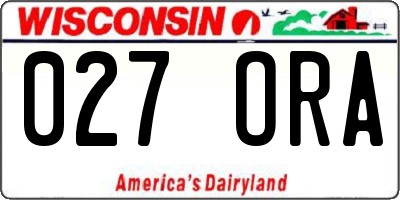 WI license plate 027ORA